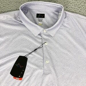 Greg Norman Polo Shirt Mens 2XL Purple ML75 Geo Print Golf Performance Stretch